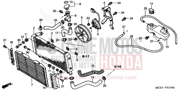 KUEHLER von CB1300 Super Bold'or ABS SCHWARZ (NH1) von 2002